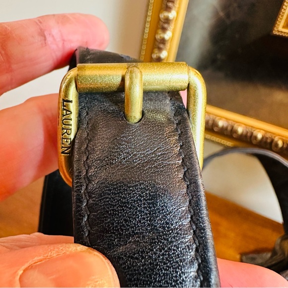 VINTAGE LAUREN RALPH LAUREN BLACK LEATHER RARE CROSSBODY BAG GREAT CONDITION - Picture 5 of 10